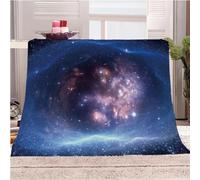 KGSK Blanket For Bed Double Winter 3D Blue Starry Sky Galaxy Landscape Bed 70x78inch Sherpa Sofa Couch For Kids Adults Print Couch Fleece Throw Decorative