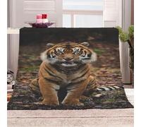 KGSK Blanket For Bed Double Winter 3D Forest Animals, Tigers Bed 70x78inch Sherpa Sofa Couch For Kids Adults Print Couch Fleece Throw Decorative