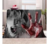 KGSK Blanket For Bed Double Winter 3D Halloween Zombie Bloodstains Bed 70x78inch Sherpa Sofa Couch For Kids Adults Print Couch Fleece Throw Decorative