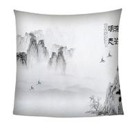 KGSK Blanket For Bed Single 3D Ink Landscape Painting Flannel Warm Print Sherpa Kids Boys Adults 59x78inch Pattern Fleece Throw Soft Fuzzy Bed Couch