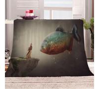 KGSK Blankets For Adults 3D Beauty Animal Fish Creativity Sherpa Blanket 51x59inch Personalised Printed Fleece Kids Adults Soft Fuzzy Push Holiday Bed Couch, Soft Cozy