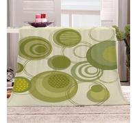 KGSK Blankets For Adults 3D Green Circular Creativity Sherpa Blanket 51x59inch Personalised Printed Fleece Kids Adults Soft Fuzzy Push Holiday Bed Couch, Soft Cozy