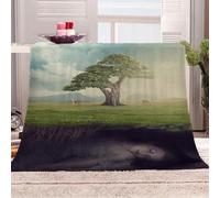 KGSK Blankets For Adults 3D Green Tree Creativity Sherpa Blanket 51x59inch Personalised Printed Fleece Kids Adults Soft Fuzzy Push Holiday Bed Couch, Soft Cozy