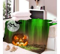 KGSK Blankets For Adults 3D Halloween Green Night Scene Sherpa Blanket 51x59inch Personalised Printed Fleece Kids Adults Soft Fuzzy Push Holiday Bed Couch, Soft Cozy
