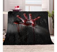 KGSK Blankets For Adults 3D Halloween Red Bloodstained Hands Sherpa Blanket 51x59inch Personalised Printed Fleece Kids Adults Soft Fuzzy Push Holiday Bed Couch, Soft Cozy