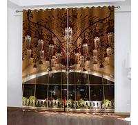 KGSK Curtains For Bedroom 78 Drop 3D Luxury Pendant Lamp City Night View Soft Curtain With Eyelet Or Top Ring 62x78 Inch 2 Panels Set For Living Room, Thermal Insulated Darkening Blackout Windows