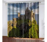 KGSK Curtains For Bedroom 78 Drop 3D Seaside Castle Architecture Soft Curtain With Eyelet Or Top Ring 62x78 Inch 2 Panels Set For Living Room, Thermal Insulated Darkening Blackout Windows