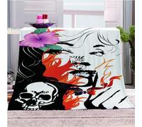 KGSK Flannel Throw Blanket 3D Abstract Beauty Skull Soft Fluffy Bed Sofa Couch 39x47inch Sofa Warm Puffy Flannel Throws Blankets, Lightweight Washable Breathable