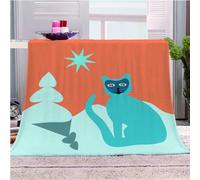 KGSK Flannel Throw Blanket 3D Abstract Blue Animal Cat Soft Fluffy Bed Sofa Couch 39x47inch Sofa Warm Puffy Flannel Throws Blankets, Lightweight Washable Breathable
