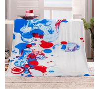 KGSK Flannel Throw Blanket 3D Abstract Blue Graffiti Soft Fluffy Bed Sofa Couch 39x47inch Sofa Warm Puffy Flannel Throws Blankets, Lightweight Washable Breathable