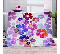 KGSK Flannel Throw Blanket 3D Abstract Purple Flowers Soft Fluffy Bed Sofa Couch 39x47inch Sofa Warm Puffy Flannel Throws Blankets, Lightweight Washable Breathable