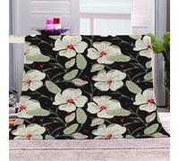 KGSK Flannel Throw Blanket 3D Abstract White Flower Soft Fluffy Bed Sofa Couch 39x47inch Sofa Warm Puffy Flannel Throws Blankets, Lightweight Washable Breathable