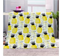 KGSK Flannel Throw Blanket 3D Abstract Yellow Pineapple Fruit Soft Fluffy Bed Sofa Couch 39x47inch Sofa Warm Puffy Flannel Throws Blankets, Lightweight Washable Breathable