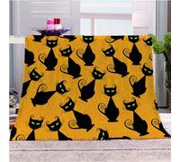 KGSK Flannel Throw Blanket 3D Halloween Black Kitten Soft Fluffy Bed Sofa Couch 39x47inch Sofa Warm Puffy Flannel Throws Blankets, Lightweight Washable Breathable