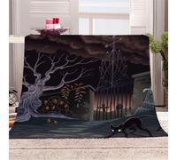 KGSK Flannel Throw Blanket 3D Halloween Dark Cemetery Soft Fluffy Bed Sofa Couch 39x47inch Sofa Warm Puffy Flannel Throws Blankets, Lightweight Washable Breathable