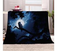KGSK Flannel Throw Blanket 3D Halloween Full Moon Owl Soft Fluffy Bed Sofa Couch 39x47inch Sofa Warm Puffy Flannel Throws Blankets, Lightweight Washable Breathable
