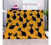KGSK Flannel Throw Blanket 3D Halloween Kitten Soft Fluffy Bed Sofa Couch 39x47inch Sofa Warm Puffy Flannel Throws Blankets, Lightweight Washable Breathable