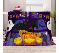 KGSK Flannel Throw Blanket 3D Halloween Orange Pumpkin Soft Fluffy Bed Sofa Couch 39x47inch Sofa Warm Puffy Flannel Throws Blankets, Lightweight Washable Breathable
