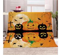 KGSK Flannel Throw Blanket 3D Halloween Pumpkin Soft Fluffy Bed Sofa Couch 39x47inch Sofa Warm Puffy Flannel Throws Blankets, Lightweight Washable Breathable