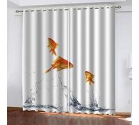 KGSK Thermal Curtains Eyelet 3D Print Pattern Simple Red Goldfish Thermal Insulated Blackout Curtain For Windows 78x78 Inch 2 Panels Set For Living Room Boy Girl, Kids Bedroom