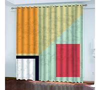 KGSK Thermal Curtains Eyelet 3D Print Pattern Simplified Red Geometry Thermal Insulated Blackout Curtain For Windows 78x78 Inch 2 Panels Set For Living Room Boy Girl, Kids Bedroom