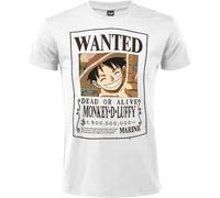 KGTFS One Piece T-Shirt Straw Hat. Wanted Model. Monkey D. Luffy. Cotton. Unisex. White. Adult Boy.