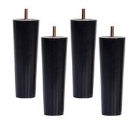 KGUDYS Black solid wood TV cabinet support legs, wooden furniture feet, screw heightened sofa feet, M8 bolts, for coffee table, TV cabinet,Straight-25cm/10in
