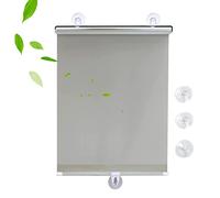 KGUDYS Blackout curtains with suction cups,30-75cm wide sunscreen roller blinds,automatic retractable sunshades,free-perforated,portable temporary blinds for doors and windows,Grey-30x125cm/12x49in