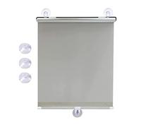 KGUDYS Blackout roller blinds with suction cups,adjustable blinds,portable retractable roller shades,temporary blinds,for bathroom,kitchen,living room,30/45/50/68/75cm,Grey-50x125cm/20x49in