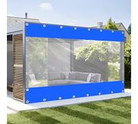KGUDYS Clear Pergola Curtains Waterproof,0.5mm Pvc Transparent Side Panels,Outdoor Vinyl Curtain with Clear Tarp Panel,Weather Resistant,Partition Curtains with Eyelets,Blue-5.2x2m(17.1x6.6ft)
