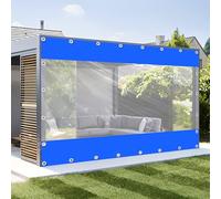 KGUDYS Clear Pergola Curtains Waterproof,0.5mm Pvc Transparent Side Panels,Outdoor Vinyl Curtain with Clear Tarp Panel,Weather Resistant,Partition Curtains with Eyelets,Blue-1.4x2.5m(4.6x8.2ft)