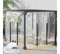 KGUDYS Clear Waterproof Tarp,Transparent PVC Tarpaulin with Zips,1x0.8m,1.2x2.5m,2x3m Foldable Plastic Tarpaulin,Heavy Duty Tarp Side Panels for Gardens/Patios/Balconies,400g/㎡,Clear-3x2m/9.8x6.6ft