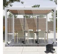 KGUDYS Clear Waterproof Tarp with Zip Door,0.3mm Foldable Plastic Tarpaulin,400g/㎡,Heavy Duty PVC Transparent Tarp,Transparent Side Panels for Garden Furniture,Greenhouses,Pergola,WxH-2x3m/6.6x9.8ft