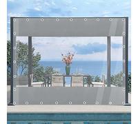 KGUDYS Outdoor Clear Curtain, Pvc Heavy Duty Waterproof Side Panels, 100% Waterproof & Uv Resistant, Weatherproof Plastic Tarpaulin, Outdoor Garden, Gazebo Partition Curtains,WxH-2.5x3.3m/8.2x11ft