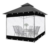 KGUDYS Outdoor Vinyl Curtains 1x0.8m,1x1.5m,1.5x2m,2.8x3m,Pvc Partition Curtains,Black Waterproof Side Panels with Grommets,Garage Heat Curtains,Easy to Install,WxH-1.7x2.5m/5.6x8.2ft