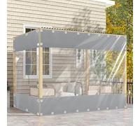 KGUDYS Outdoor Waterproof Pergola Tarpaulin Side Panels,0.3mm-500g/㎡heavy-Duty Waterproof Pvc Tarp Cover with Eyelets,Clear Vinyl Partition Curtains with Zipper Door,Gray-5x2.6m(16x8.5ft)