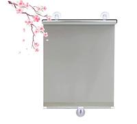 KGUDYS Suction cup roller blinds, protection UV blackout window shade, portable curtains with suction cups, temporary privacy blinds, 30-75cm wide, retractable,Grey-35x125cm/14x49in