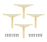 KGUDYS Triangular support TV cabinet feet, heavy duty sofa legs, metal furniture cabinet legs, coffee table feet, 12/15/18/25CM table feet for TV cabinets, beds,4 pieces,BrushedGold-15cm(5.9in)