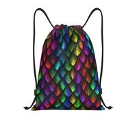 kguewg Lightweight Drawstring Bag, Gym Backpack With Dragon Scale Print For Sports, Yoga, Travel