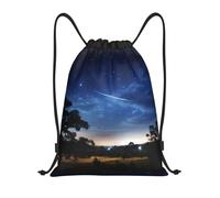 kguewg Lightweight Drawstring Bag, Gym Backpack With Starry Sky Meteor Stars Print For Sports, Yoga, Travel