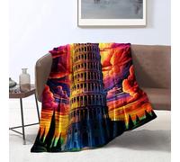 KGUHVFTK Flannel Bed Blanket，leaning tower of pisa italy Print Blanket，Fluffy Fleece Blankets for Bed Couch Chair Travel，Dad Gifts from Daughter Son .。Size: 150x200cm