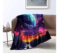 KGUHVFTK Flannel Blanket ,city under planet Print Blanket,Soft Fluffy Throw Blankets for Bed Sofa Couch ,for Adult Bedroom Birthday Gift Sofa Bed Couch。Size: 150x200cm