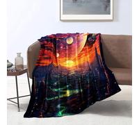 KGUHVFTK Flannel Blanket ,city under planet Print Blanket,Warm Cozy Plush and Lightweight Fleece Blanket for Teen Girls Women ,for Couch Sofa。Size: 150x200cm