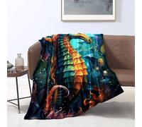 KGUHVFTK Flannel Fleece Blanket ,Colorful psychedelic seahorse Print Blanket,Ultra Soft Warm Cozy fleece blanket for Kids Adults Double ,Xmas Gifts Throws 。Size: 130x150cm