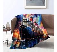 KGUHVFTK Flannel Fleece Throw ， colorful psychedelia of Titanic Print Blanket，Warm Cozy Plush and Lightweight Throw Blanket for Adults and Kids ，for All Season 。Size: 80x120cm