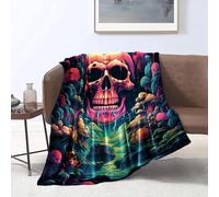 KGUHVFTK Fleece Blanket ,Colorful psychedelic of a Skull Print Blanket,Soft Throw Blanket for Sofa/Couch/Bed Throw,Blanket Gifts 。Size: 130x150cm