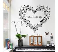 KGXUEDAO Musical Note Heart Piano Wall Sticker Living Room Vinyl Decorative Wall Art Decal Nursery Bedroom House Home Love Music Wall Sticker