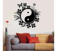 KGXUEDAO Oriental Yoga Buddha Meditation Decal Yin Yang Tai Chi Wall Sticker Bedroom Yoga Room Gym House Vinyl Wall Sticker Art Decor