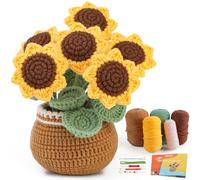kgxulr Crochet Kit for Beginners, Sunflower Crochet Kit Beginner Crochet Starter Kit for Complete Beginners Adults, Crocheting Knitting Kit with Step-by-Step Video Tutorials (Sunflower)