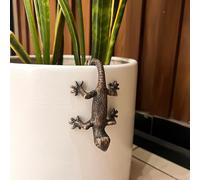 KH866 Antique Bronze Gecko Pot Buddy - Decorative Plant Pot Hanger